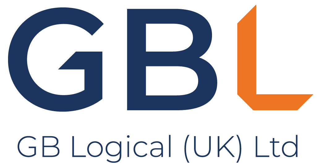 The GB Logical logo - with navy blue GB letters and an orange L on a white background - to help identify the GB Logical website.